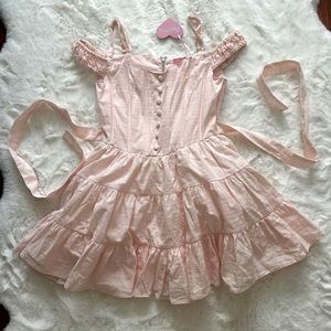 NWT Sugar Thrillz sold out blush pink cold shoulder dress with layers, medium